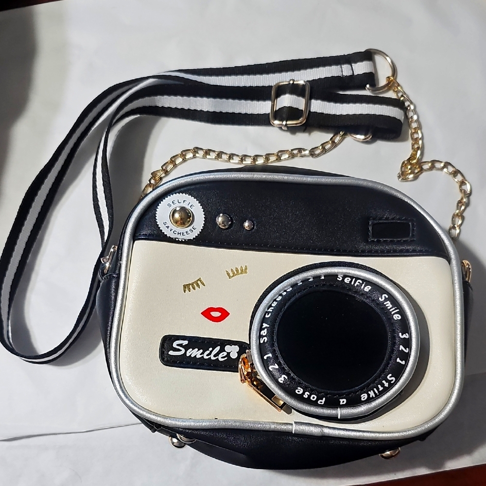 Stylish Black and White Camera Bag